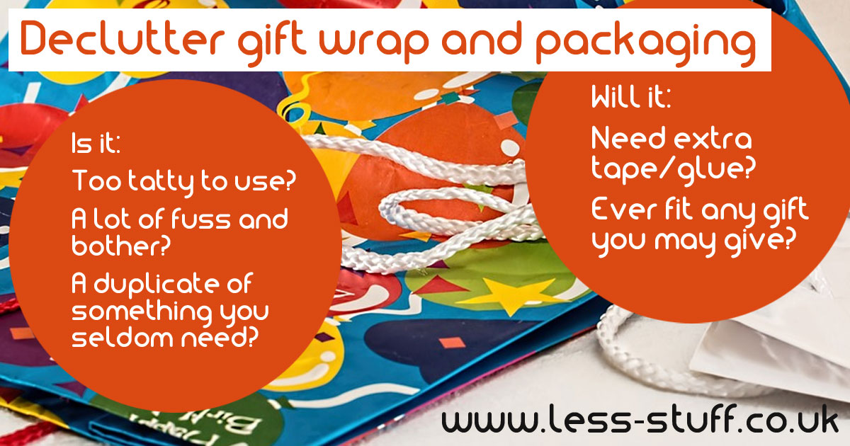 Declutter wrapping paper and packaging less stuff decluttering for non minimalists