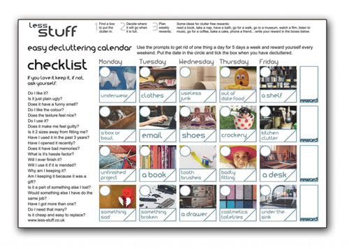 declutter with this calendar and checklist