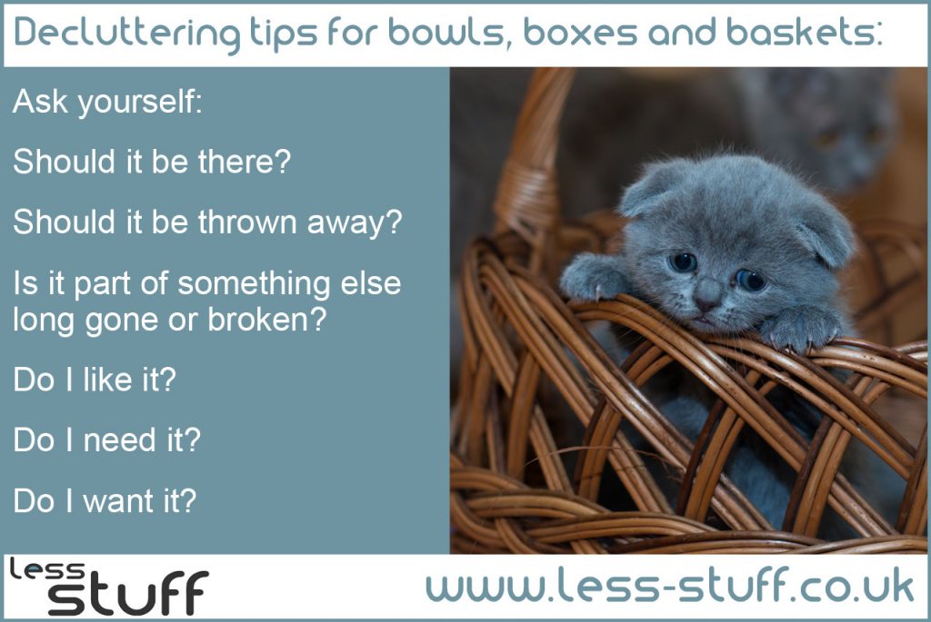 declutter bowls boxes and baskets