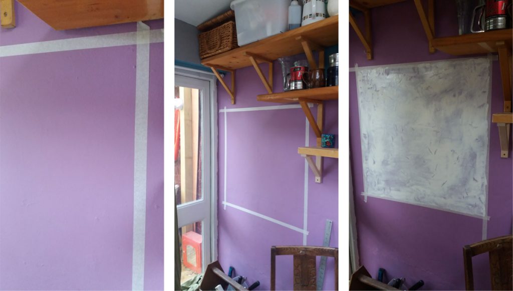 The first stage of the chalkboard wall